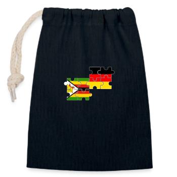 Zimbabwe Allemagne Drapeau Allemand Zimbabwéen - Sac cadeau en coton avec cordon (14 x 20 cm) - bleu marine - Devant