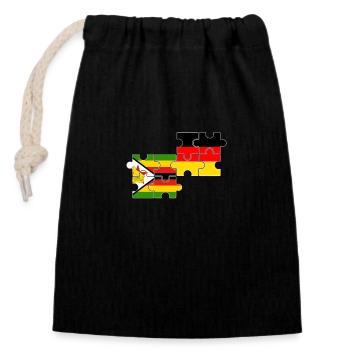 Zimbabwe Allemagne Drapeau Allemand Zimbabwéen - Sac cadeau en coton avec cordon (14 x 20 cm) - noir - Devant