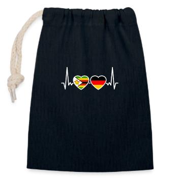 Zimbabwe Allemagne Heartbeat Flag Zimbabwéen - Sac cadeau en coton avec cordon (14 x 20 cm) - bleu marine - Devant