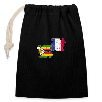Zimbabwe France Vintage drapeau zimbabwéen - Sac cadeau en coton avec cordon (14 x 20 cm) - noir - Devant