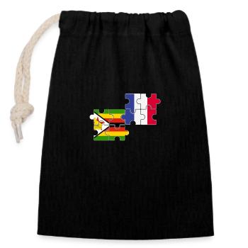 Zimbabwe France Drapeau Zimbabwéen - Sac cadeau en coton avec cordon (14 x 20 cm) - noir - Devant