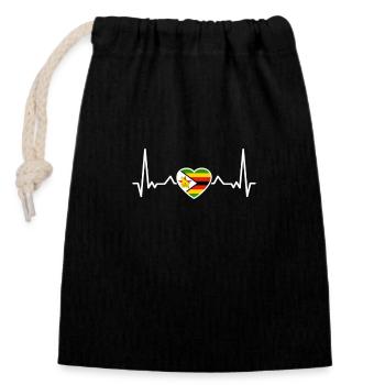 Zimbabwe Heartbeat Drapeau zimbabwéen Zimbabwéen - Sac cadeau en coton avec cordon (14 x 20 cm) - noir - Devant