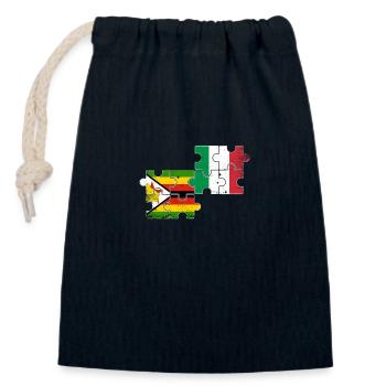 Zimbabwe Italy Vintage Flag Zimbabwean - Closable cotton gift bag (14x20cm) - navy - Front