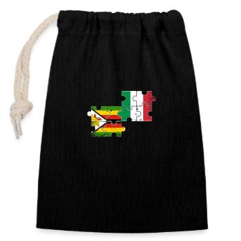 Zimbabwe Italie Vintage drapeau zimbabwéen - Sac cadeau en coton avec cordon (14 x 20 cm) - noir - Devant