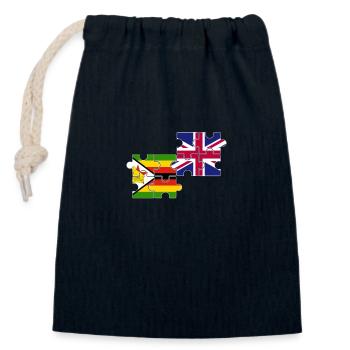 Zimbabwe Royaume-Uni Drapeau britannique Zimbabwéen - Sac cadeau en coton avec cordon (14 x 20 cm) - bleu marine - Devant
