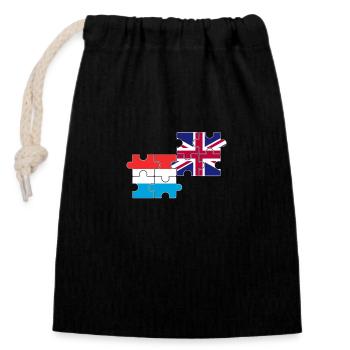 Luxembourg Drapeau du Royaume-Uni Luxembourgeois britannique - Sac cadeau en coton avec cordon (14 x 20 cm) - noir - Devant