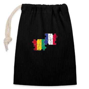 Guinée France Vintage Drapeau Français - Sac cadeau en coton avec cordon (14 x 20 cm) - noir - Devant