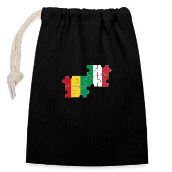 Guinée Italie Drapeau Guinée italienne - Sac cadeau en coton avec cordon (14 x 20 cm) - noir - Devant