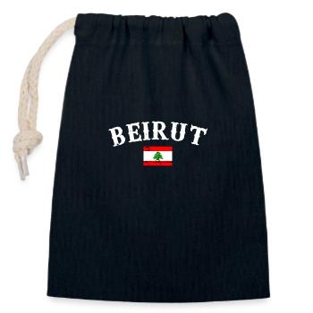 Beirut Libanon Vintage Libanesische Flagge - Verschließbarer Geschenkbeutel aus Baumwolle (14x20cm) - Navy - Vorne
