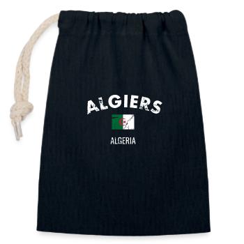 Algiers Vintage Algeria Algerian Flag - Closable cotton gift bag (14x20cm) - navy - Front