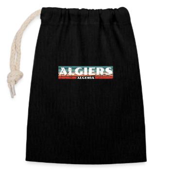Algiers Vintage Algeria Retro Algerian - Closable cotton gift bag (14x20cm) - black - Front