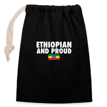 Ethiopian And Proud Ethiopia Ethiopian Flag - Closable cotton gift bag (14x20cm) - black - Front