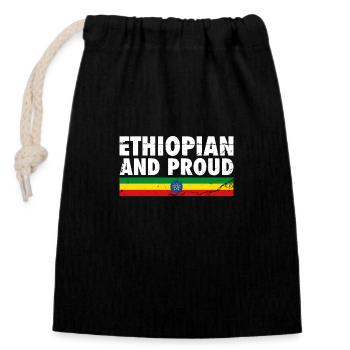 Ethiopian And Proud Vintage Ethiopia Flag - Closable cotton gift bag (14x20cm) - black - Front