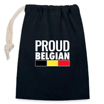 Proud Belgian Belgien Belgische Flagge Belgier - Verschließbarer Geschenkbeutel aus Baumwolle (14x20cm) - Navy - Vorne