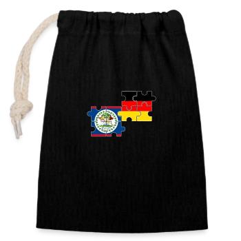 Belize Deutschland Flagge Belizer - Verschließbarer Geschenkbeutel aus Baumwolle (14x20cm) - Schwarz - Vorne