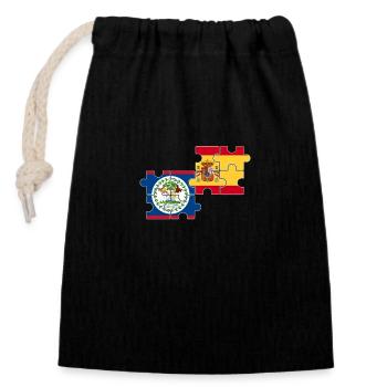 Belize Spanien Flagge Belizer - Verschließbarer Geschenkbeutel aus Baumwolle (14x20cm) - Schwarz - Vorne