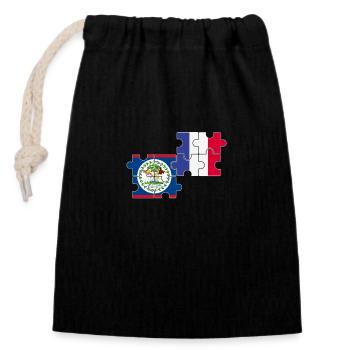 Belize Frankreich Flagge Belizer - Verschließbarer Geschenkbeutel aus Baumwolle (14x20cm) - Schwarz - Vorne
