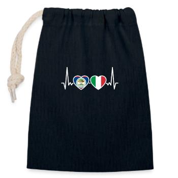 Belize Italien Herzschlag Flagge Belizer - Verschließbarer Geschenkbeutel aus Baumwolle (14x20cm) - Navy - Vorne
