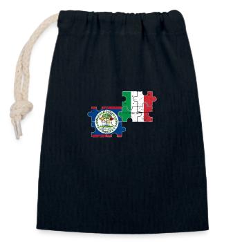 Belize Italien Vintage Flagge Belizer - Verschließbarer Geschenkbeutel aus Baumwolle (14x20cm) - Navy - Vorne