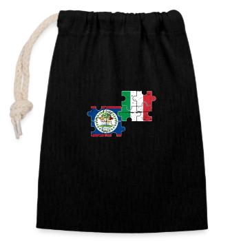 Belize Italien Vintage Flagge Belizer - Verschließbarer Geschenkbeutel aus Baumwolle (14x20cm) - Schwarz - Vorne