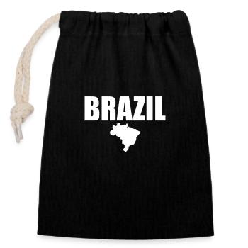 Brazil Map Brazil Brazilian - Closable cotton gift bag (14x20cm) - black - Front