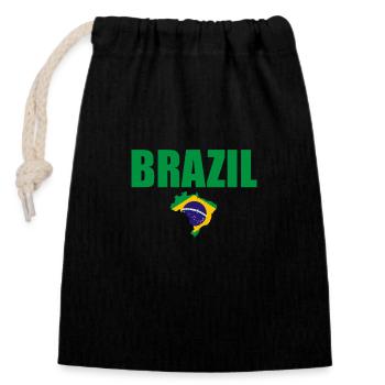Brazil Karte Brasilien Brasilianische Flagge - Verschließbarer Geschenkbeutel aus Baumwolle (14x20cm) - Schwarz - Vorne