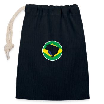 Carte du Brésil Drapeau brésilien - Sac cadeau en coton avec cordon (14 x 20 cm) - bleu marine - Devant