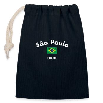 São Paulo Brazil Vintage Brazilian Flag - Closable cotton gift bag (14x20cm) - navy - Front