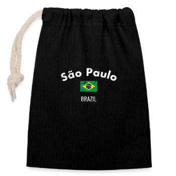São Paulo Brazil Vintage Brasilianische Flagge - Verschließbarer Geschenkbeutel aus Baumwolle (14x20cm) - Schwarz - Vorne