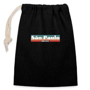 São Paulo, Brazil, Brazil, Retro, Brazilian - Closable cotton gift bag (14x20cm) - black - Front