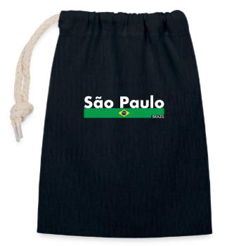 São Paulo Brazil Brazil Brazilian Flag - Closable cotton gift bag (14x20cm) - navy - Front