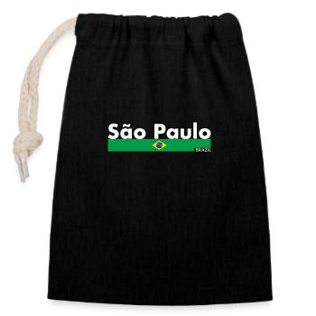 São Paulo Brazil Brasilien Brasilianische Flagge - Verschließbarer Geschenkbeutel aus Baumwolle (14x20cm) - Schwarz - Vorne