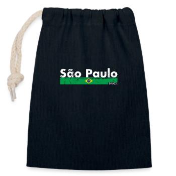 São Paulo Brésil Vintage Drapeau brésilien - Sac cadeau en coton avec cordon (14 x 20 cm) - bleu marine - Devant