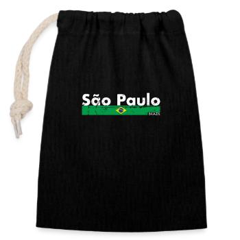 São Paulo Brazil Vintage Brasilianische Flagge - Verschließbarer Geschenkbeutel aus Baumwolle (14x20cm) - Schwarz - Vorne