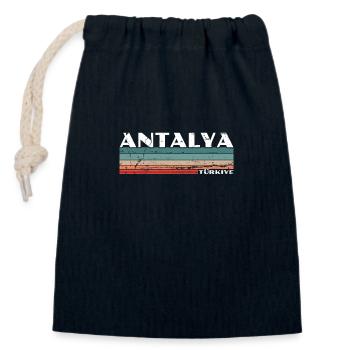 Antalya Turquie Turquie Vintage Turquie Turc - Sac cadeau en coton avec cordon (14 x 20 cm) - bleu marine - Devant
