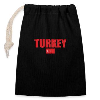 Turquie Vintage Turquie Drapeau turc Turk - Sac cadeau en coton avec cordon (14 x 20 cm) - noir - Devant