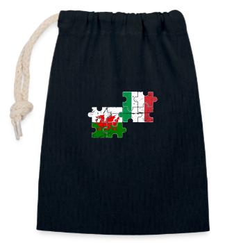 Wales Italien Vintage Flagge Italiener Waliser - Verschließbarer Geschenkbeutel aus Baumwolle (14x20cm) - Navy - Vorne