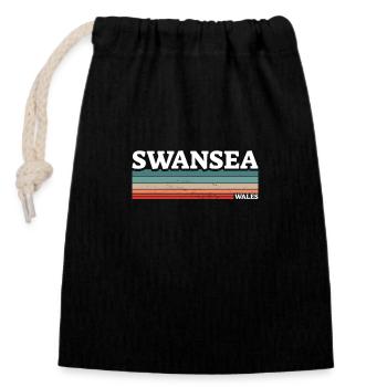 Swansea Wales Walisische Waliser - Verschließbarer Geschenkbeutel aus Baumwolle (14x20cm) - Schwarz - Vorne
