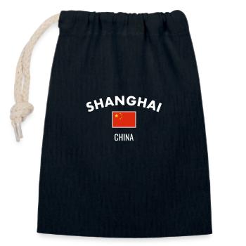 Shanghai China Chinese Flag Chinese - Closable cotton gift bag (14x20cm) - navy - Front