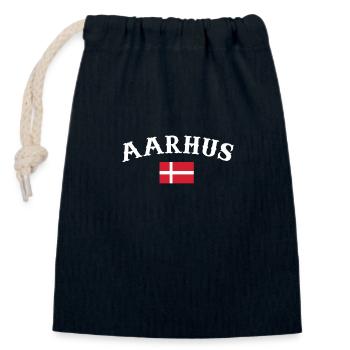 Aarhus Danemark Drapeau danois Proud Dane - Sac cadeau en coton avec cordon (14 x 20 cm) - bleu marine - Devant