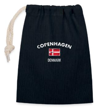 Copenhagen Denmark Vintage Danish Flag - Closable cotton gift bag (14x20cm) - navy - Front