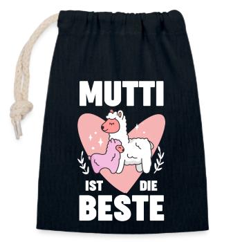 Lama Alpaka Muttertag Mutter Mama - Verschließbarer Geschenkbeutel aus Baumwolle (14x20cm) - Navy - Vorne