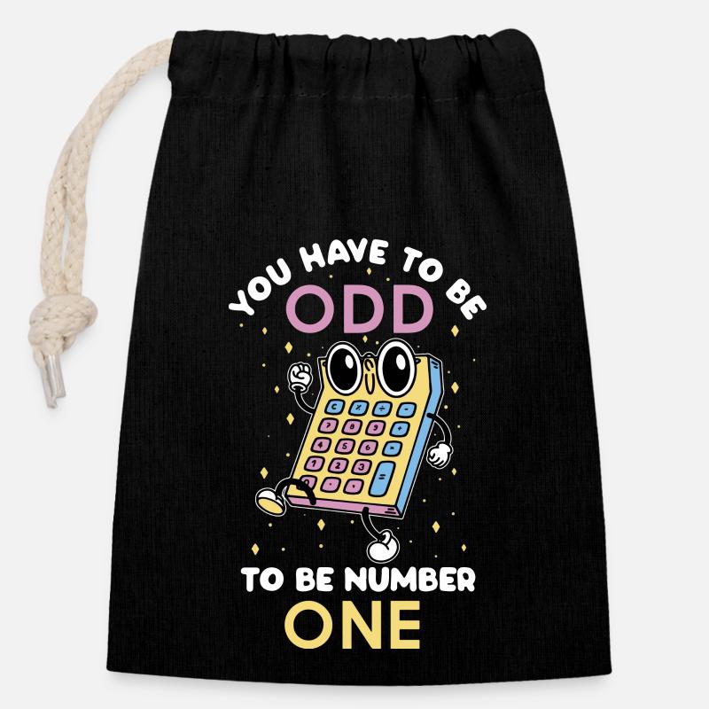 Vous devez être étrange pour être numéro un des mathématiques - Sac cadeau en coton avec cordon (14 x 20 cm) - noir