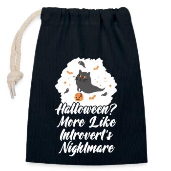 Introvert Anti Halloween Protest - Closable cotton gift bag (14x20cm) - navy - Front