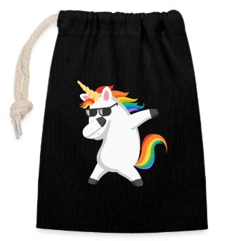 Dabbing Unicorn - Closable cotton gift bag (14x20cm) - black - Front