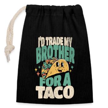 Taco - Closable cotton gift bag (14x20cm) - black - Front