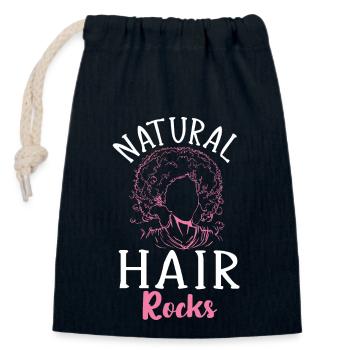 Curly Hair Afro Curls Natural Hair - Closable cotton gift bag (14x20cm) - navy - Front