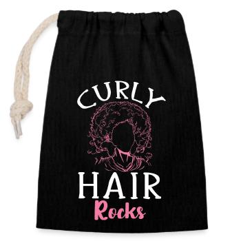 Curly Hair Afro Curls Natural Hair - Closable cotton gift bag (14x20cm) - black - Front