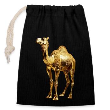 Camel - Closable cotton gift bag (14x20cm) - black - Front