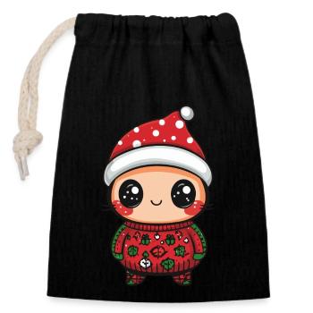 Ladybug Christmas - Closable cotton gift bag (14x20cm) - black - Front